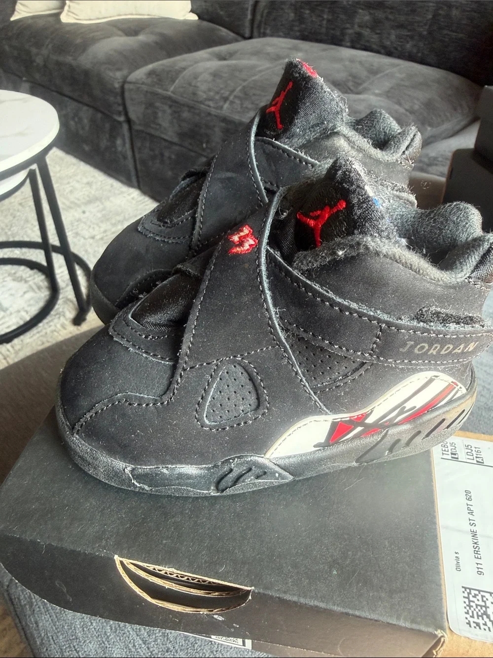 Jordan Toddler Black Sneakers with Red Accents